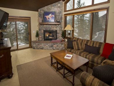 Living Area with TV & Fireplace